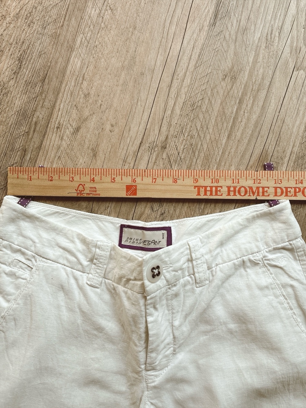 Esprit Women’s White Linen Pants Straight Leg Coastal Summer Nautical Vacation - Picture 7 of 13